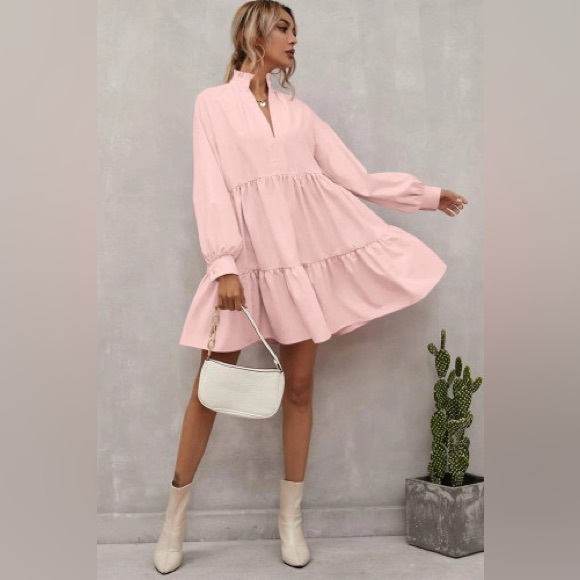 Dresses & Skirts - Bette frilled stand collar long sleeve mini dress